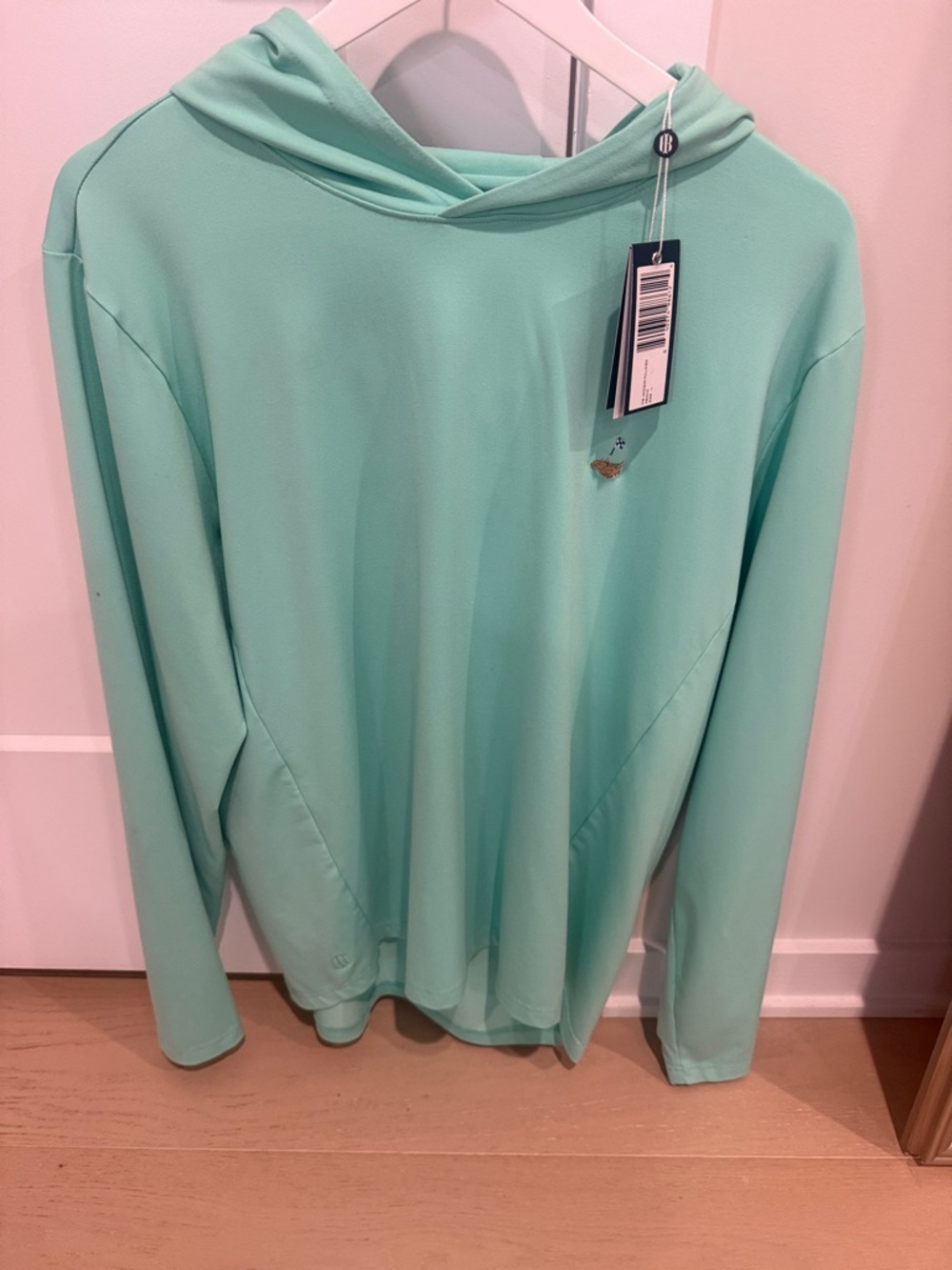 NWT. Eastward Ho! Holderness & Bourne. Light Aqua Hoodie Top